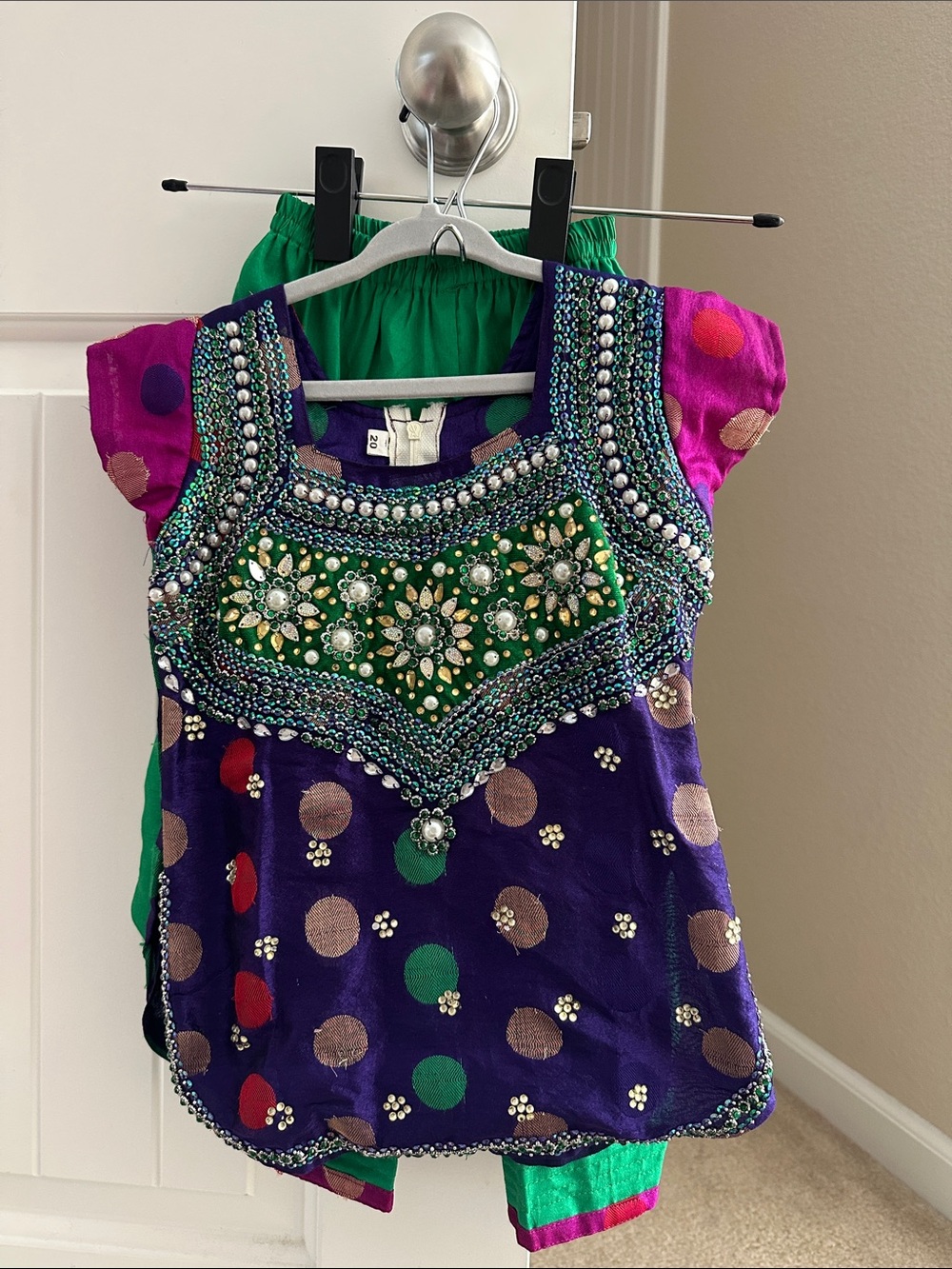 Embellished Purple & Green Girls patiala set